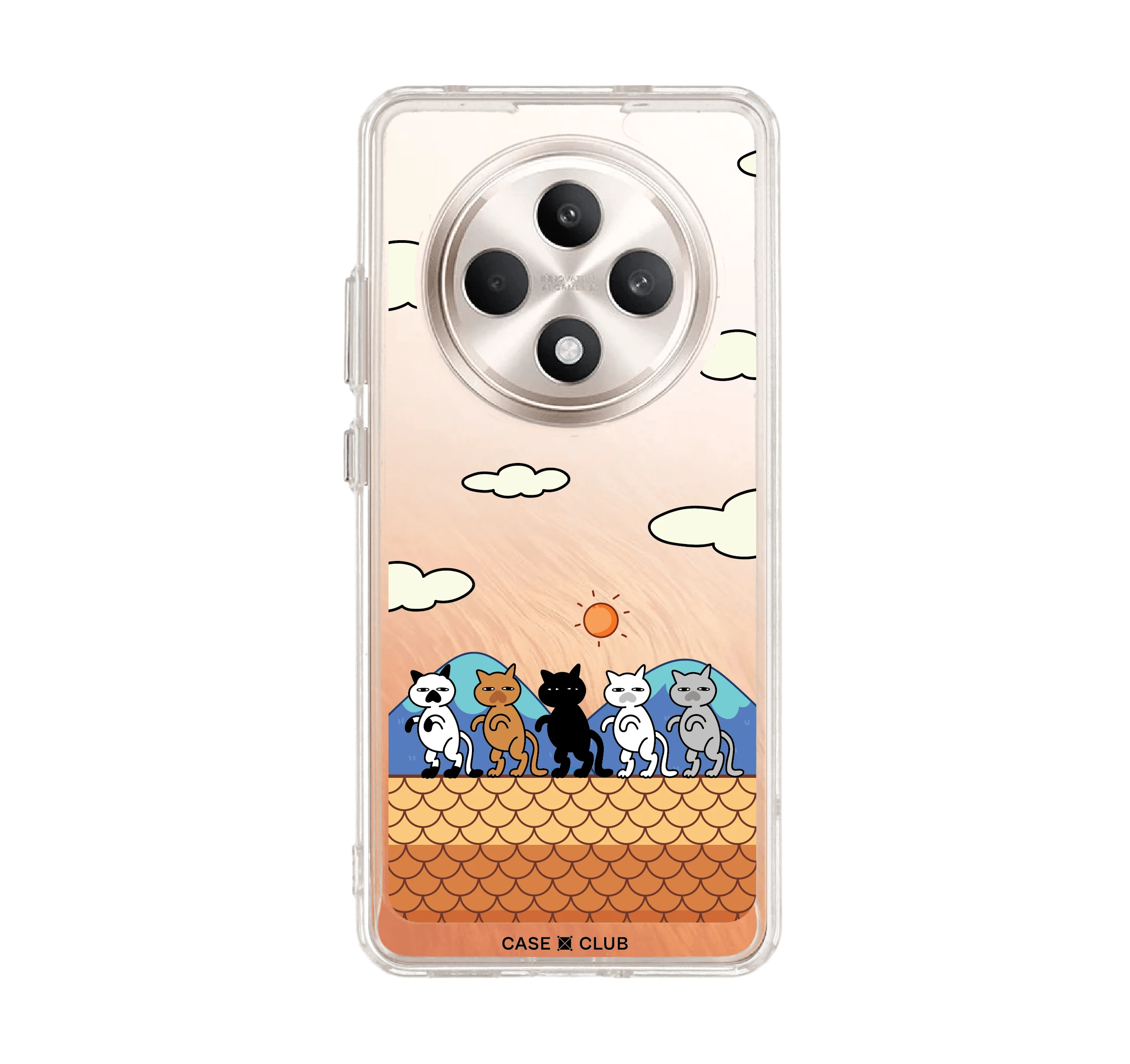 oppo reno 12f clear case cat on the roof